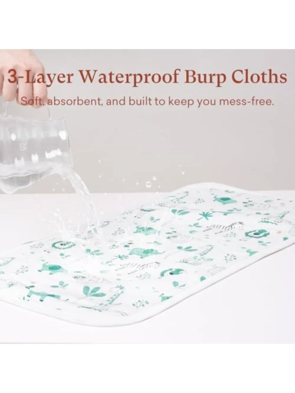 Extra Large Waterproof Baby Burp Cloths - 8 Pack, 13x26 Inch, Soft & Absorbent